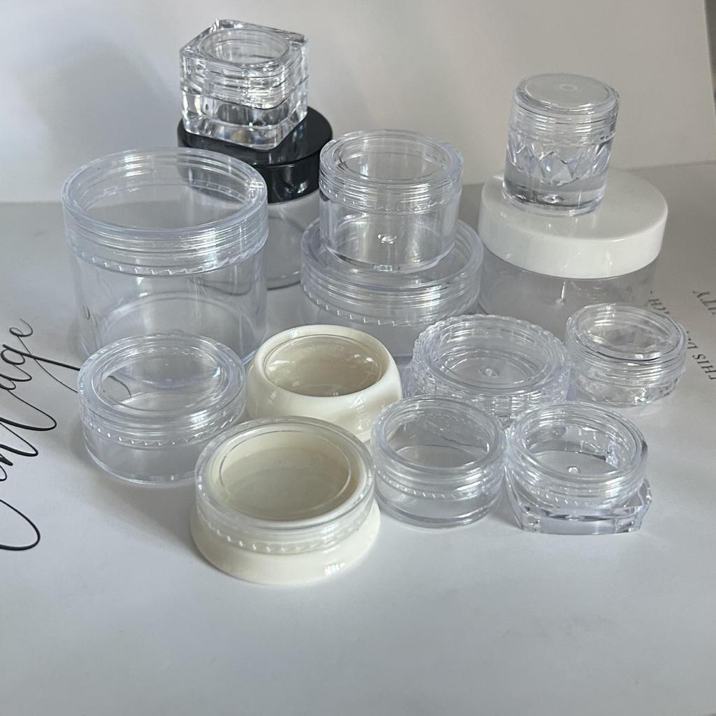 Transparent Plastic Mini Cosmetic Jars for Nail Art & Ornament Storage