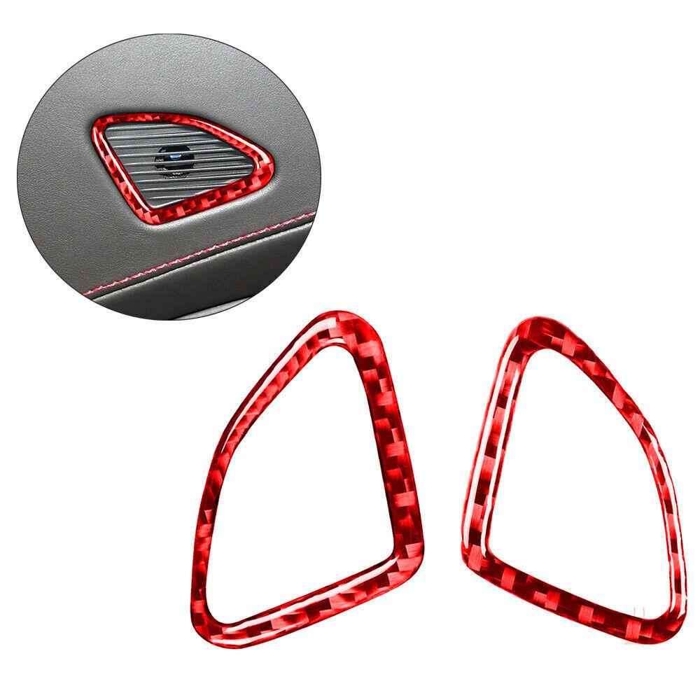 For Chevrolet Corvette C7 Red Carbon Fiber Interior Door Loudspeaker Trim Cover