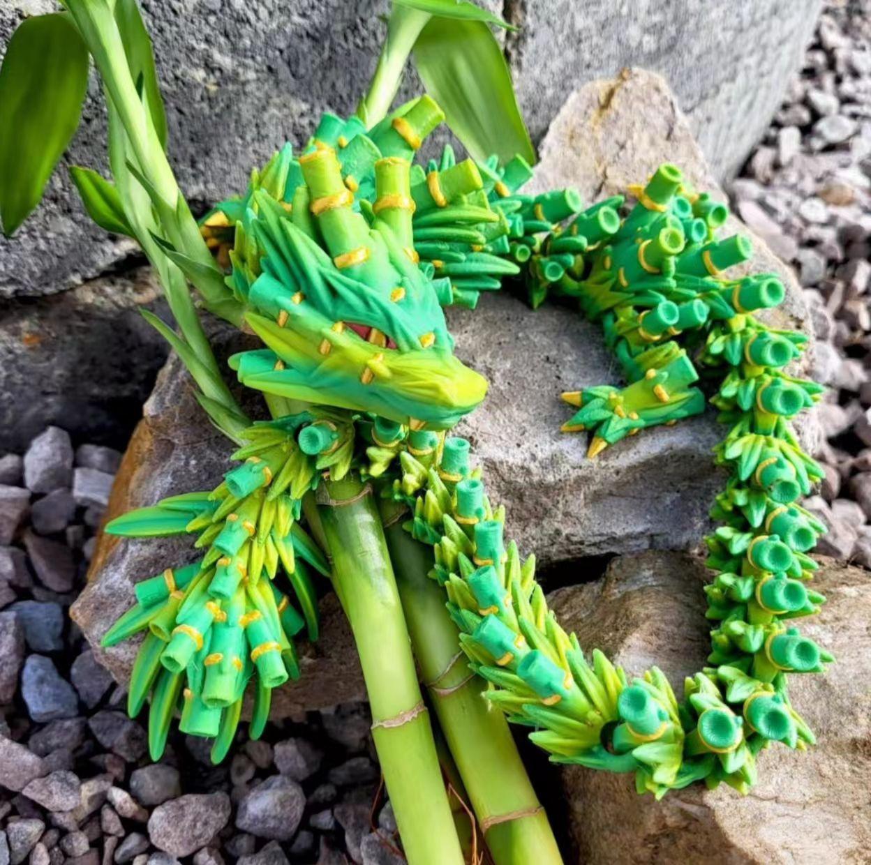 

27Cm 3D Printed Bamboo Dragon Toy Creative Chinese Dragon Body Movable Transformable Bamboo Dragon Crafts Decoration Toys