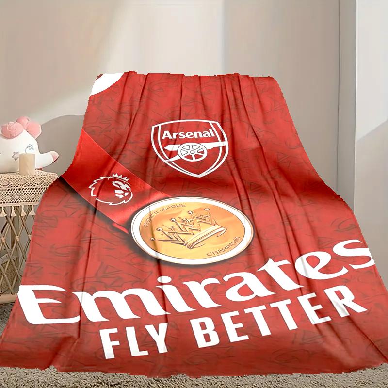 1pc Comfortable Home Print Throw Blanket, Football Club Blanket For Bed and Sofa Use, Special Present For Family