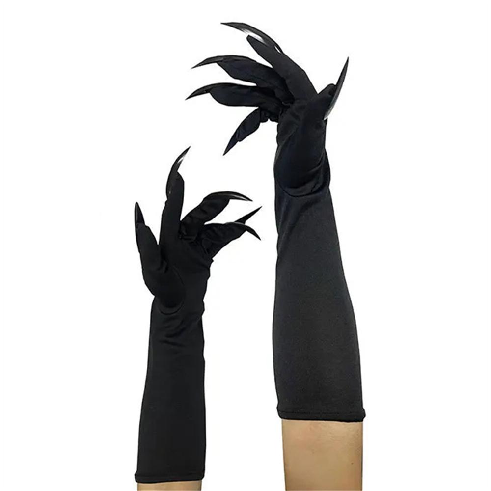 

1 Pair Horror Black Devil s Ghost Claws Gloves Halloween Cosplay Costume Makeup Scary Claw Long Nail Gloves