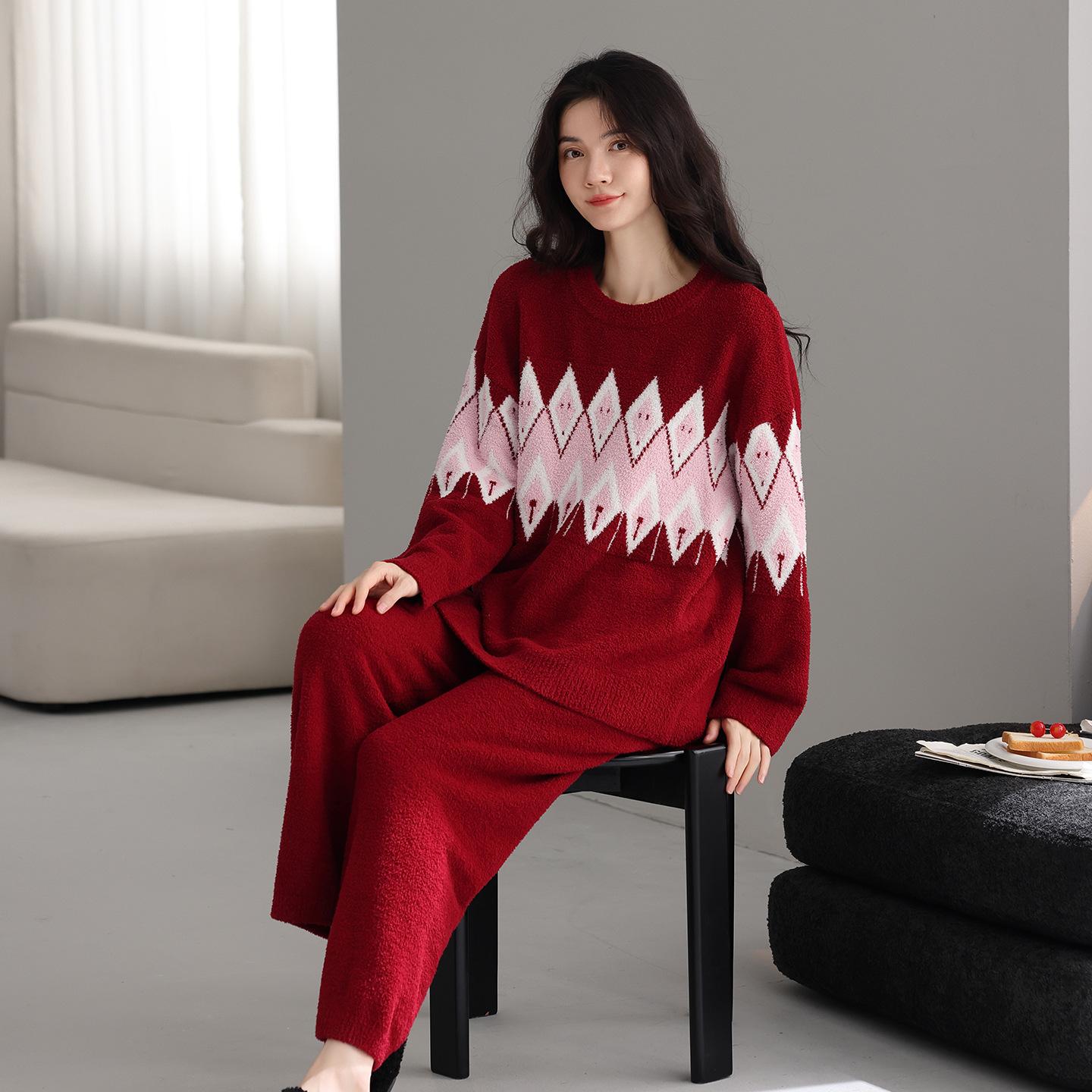 

Autumn And Winter Half Fleece Lazy Wind Pajamas Women S Winter High-End Warm Coral Fleece Loungewear Set XL