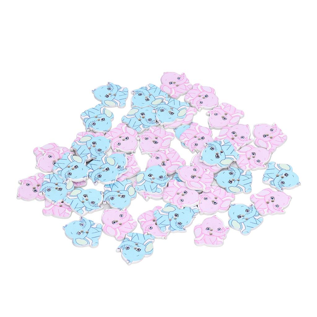 150Pcs Wooden Buttons Cartoon Elephant Two Colors High Durable Light Weight Easy Storage Widely