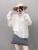 Women's Petite V-Neck Cashmere Sweater - Long Sleeve Knit for Autumn & Winter
