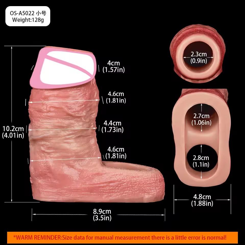 FAAK Realistic Penis Sleeve Size S M L XL Silicone Open-ended Dick Sheath Ring Realistic Hollow Dildo Sex Toy Cock Enlargement