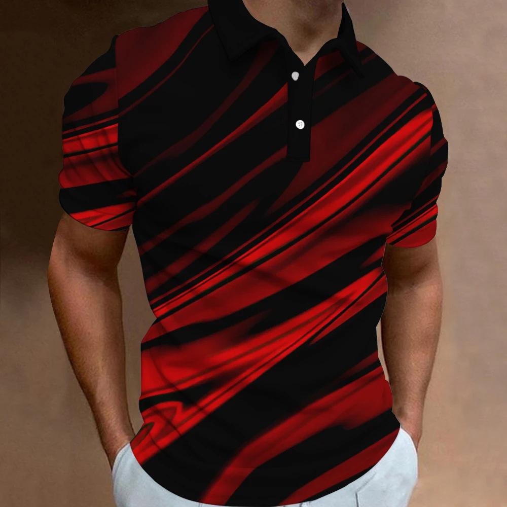 Summer short sleeved 3D printed gradient casual men s top T-shirt S