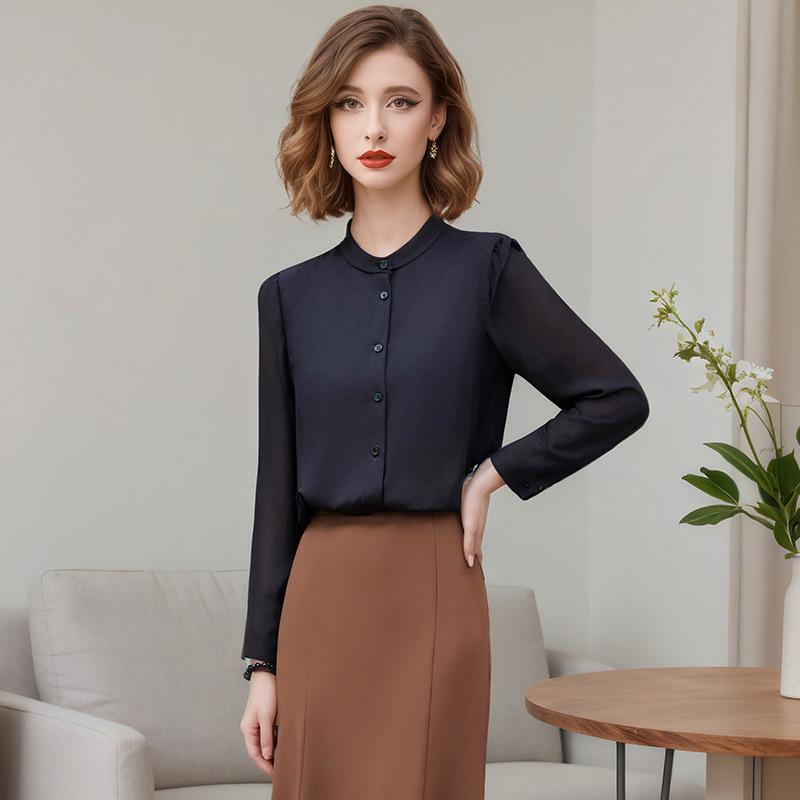 Feimengyi Women s Black French Spring 2026 Top: High-End, Simple, Elegant Professional Wear L (100-120 cm)