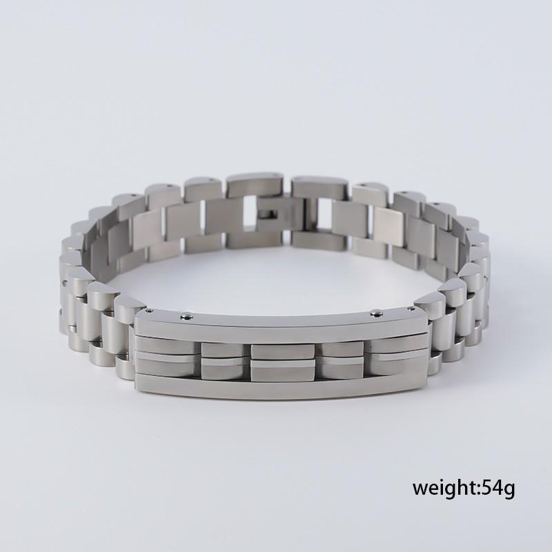 Mens Titanium Steel Geometric Bracelet With Zircon Inlay Custom OEM Dropshipping