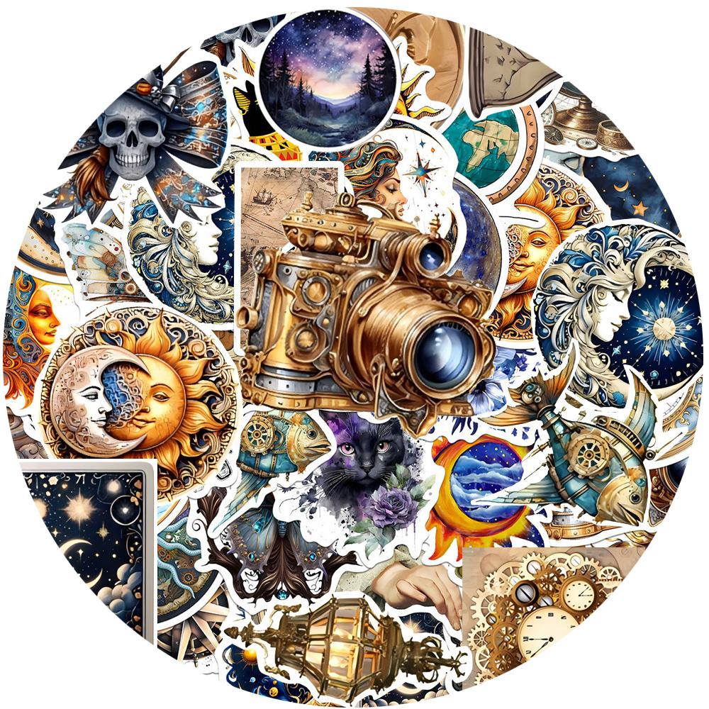 10/30/50pcs Aesthetic Astral Gothic Moon Graffiti Stickers for Laptop Phone Bike Skateboard Waterproof Retro Sticker Toys Gifts