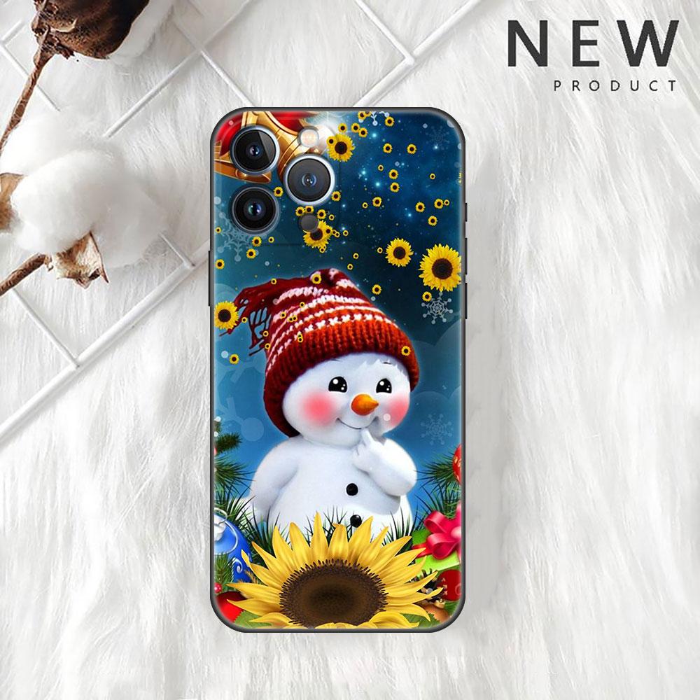 

Мультяшный Снеговик Рождественский Чехол-фунда для Apple iPhone 14 11 13 12 Pro 7 XR X XS Max 8 Plus 6 6S 14Pro Черный Мягкий Чехол для Телефона iPhone 6 6S