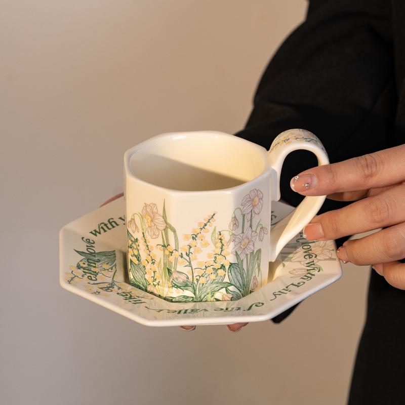 Retro American Coffee Set Internet Celebrity Cup Ceramic Women'S High Value Cup Gift Box Cup Saucer Afternoon Tea Coffee Cup