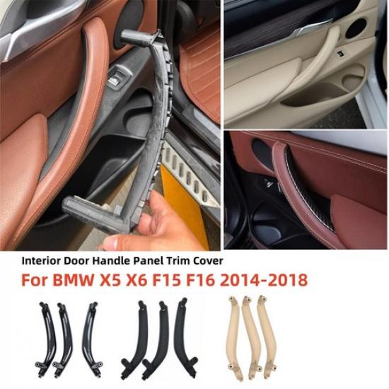 3PCS Inner Door Panel Handle Pull Trim Cover Set For 2014-2018 BMW X5 X6 F15 F16