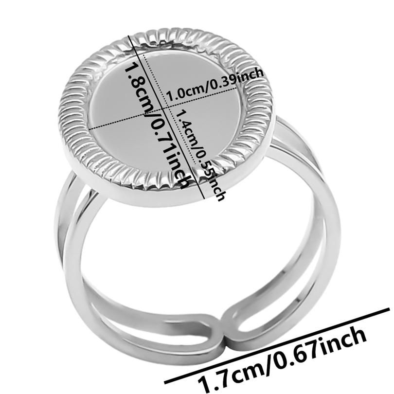 Fashion DIY Drip Oil Rhinestone Round Oval Water Droplets Blank Settings Open Adjustable Stainless Steel Ring For Women Men Gift