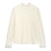 Winter Fashion New 2024 Long Sleeve Stand Collar Apricot Velvet Lace Blouse Shirt Women Tops Blouses Shirts J784