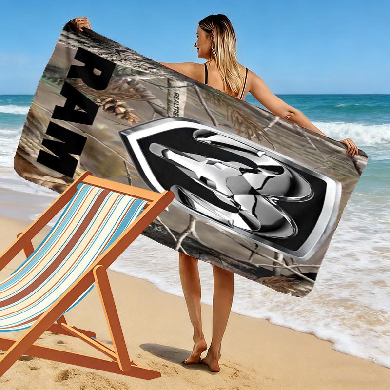 Dodge RAM Print Beach Towel, Large Soft Quick Dry Towel for Beach Camping Swimming