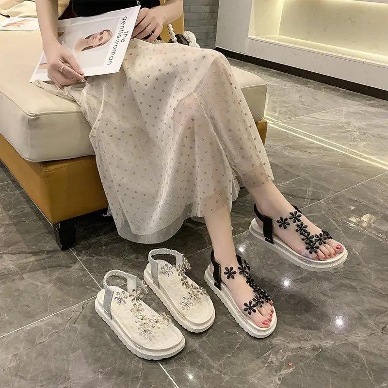 Fashion Outdoor Open Toe Ladies Shoes Wholesale Summer 2025 Comfortable Cheap Liquidation Korea Daily Chic and Elegant Women's Sandals