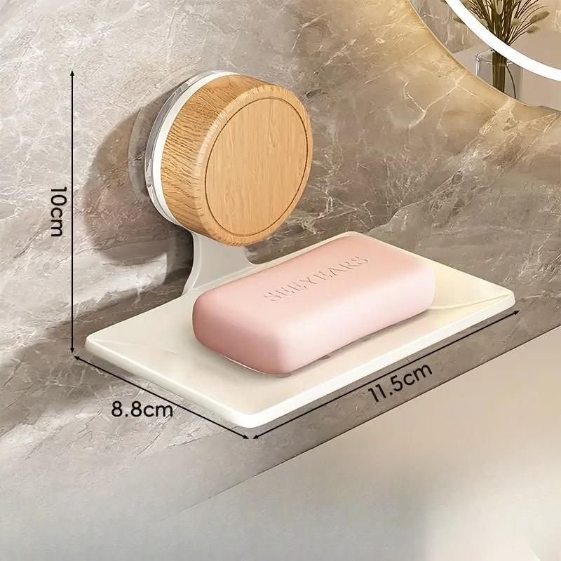 Nordic Style No Need To Drill Holes Wall-mounted Walnut Wood Soap Dish Suction Cup Soap Box  Bathroom Toilet Draining Soap Rack