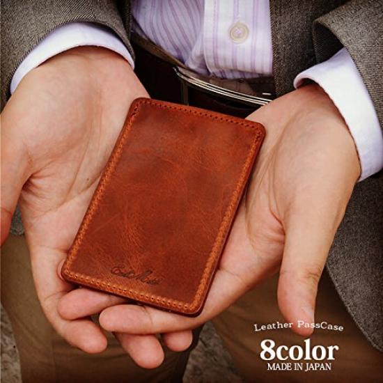 Made in Japan by a leather genuine single pass commuter 2 pockets (EndMark) craftsman, leather, thin, case, pass, (wine red)