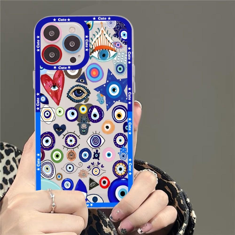 Lustige türkische Glücksbringer Blau Böser Blick Telefonkasten für Samsung S 20 21 22 23 Lite Plus Ultra Clear Mobile Cover Funda