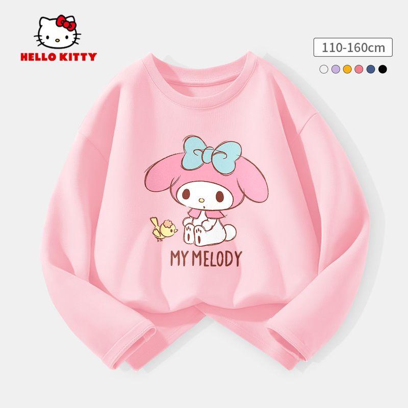 Hello Kitty Girls' Base Layer Shirt Spring 2026 New White Children's Base Layer Shirt Pure Cotton Girls' Top