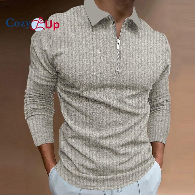 Cozy Up Herren-Poloshirts aus Strick, leicht, langärmelig, Pullover, Golfshirts