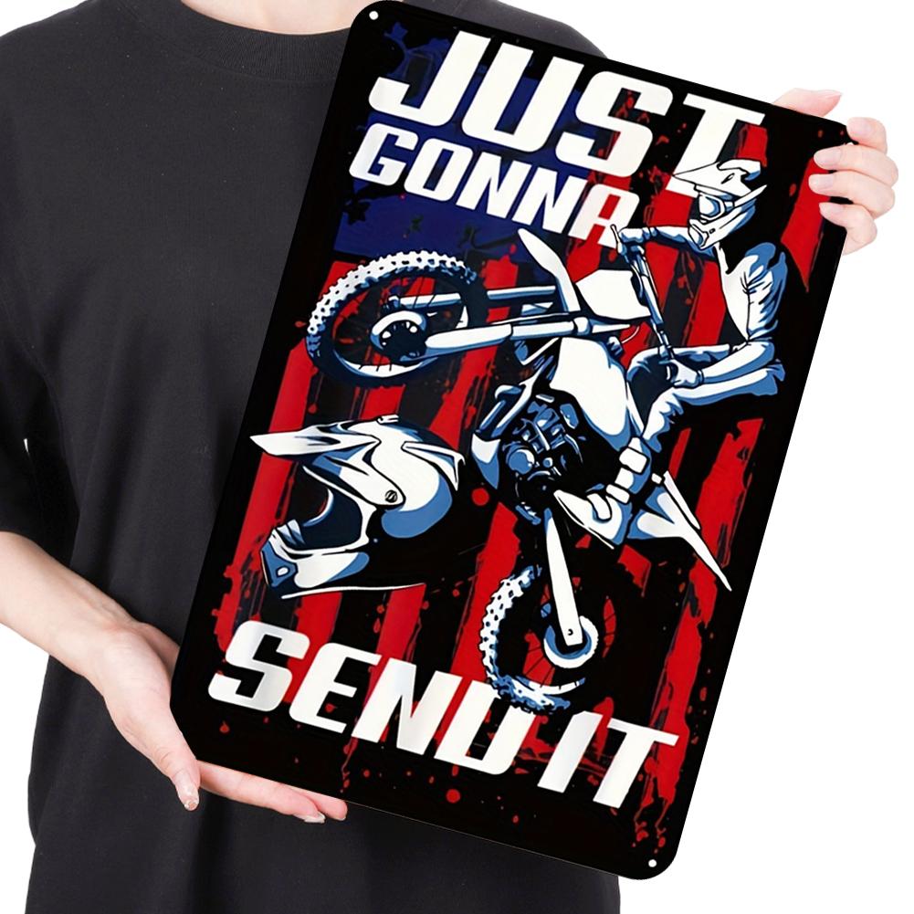 

A# Vintage Metal Plate Rider Rectangular Iron Painting Wall Home Bar Decor 30x40