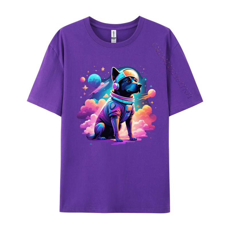 Dog In Space Tshrit Animal Lover Front Printed T Shirt Cotton Man Top TShirts Hot Sale Classic Tees