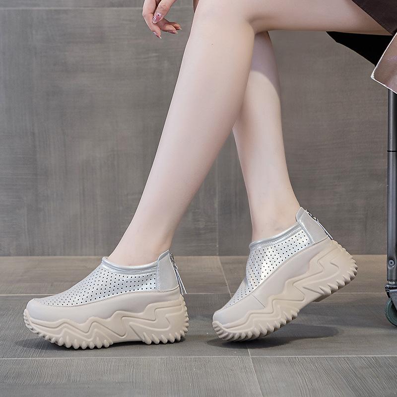 8866 Inner Height Increase 7 Dad Shoes Women, Summer New Versatile Thick-soled Hollow Casual Shoes