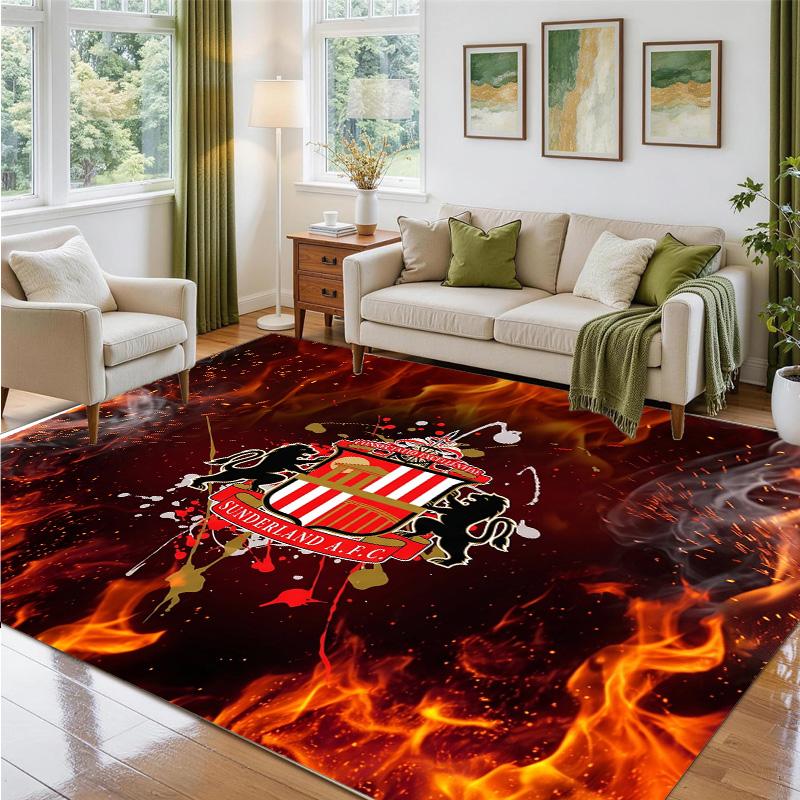 Sunderland Football Design Crystal Velvet Rug Soft Decorative Mat for Bedroom Entrance