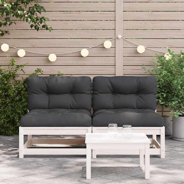 VidaXL Canapés de Jardin sans Accoudoirs Coussins 2 pcs, Sièges avec Dossier, Meubles de Terrasse Patio Arrière-cour 838087