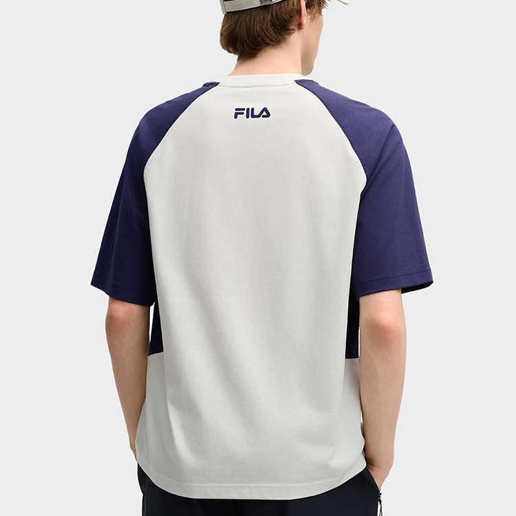 Fila Fashionable Versatile Knitted Short Sleeve T-Shirt Men Tops Cloud-Mushroom-White F11M519101FWT