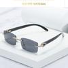 Gradient Rectangle Sun Glasses UV400 Frameless Eyewear Fashion Driving Shades  for Women & Men