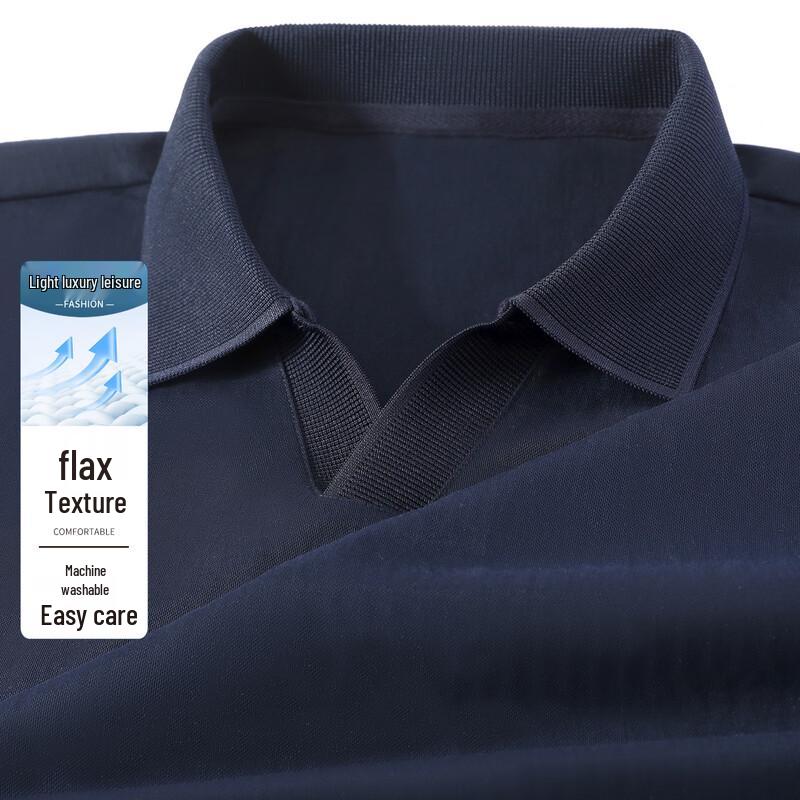 Men s Knitted Linen Blend Short-Sleeve Polo Shirt 2XL
