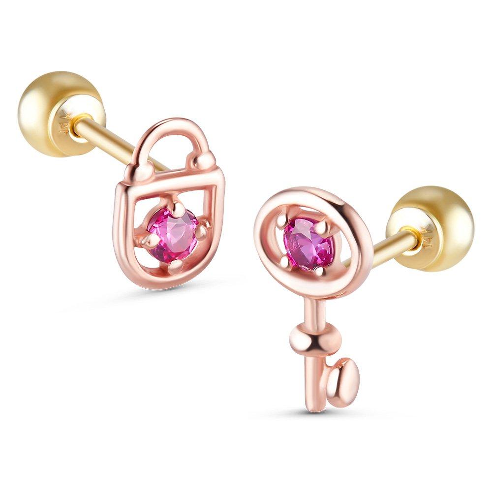 [Dorocy] 14K Quing Quing Lock & Key Piercing (2 Types) (1 Piece)