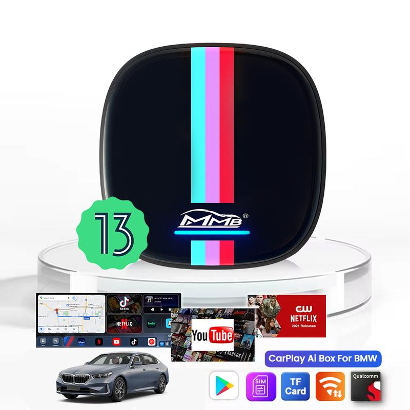 MMB CarPlay AI Box QCM6125 Android 13 OS for 2018-2025 BMW ID6 ID7 ID8 ID9 8GB+128GB YouTube&Netfilx Multimedia Streaming TV Box
