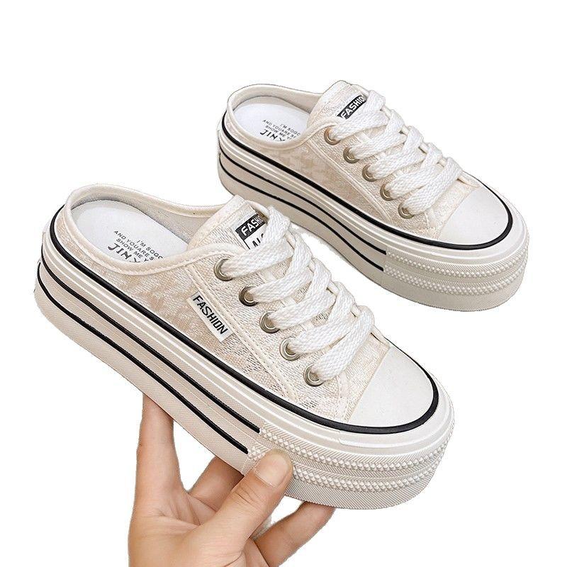 Internet celebrity bag head slippers women's summer outer wear 2025 new platform net shoes versatile breathable mesh half slippers popular