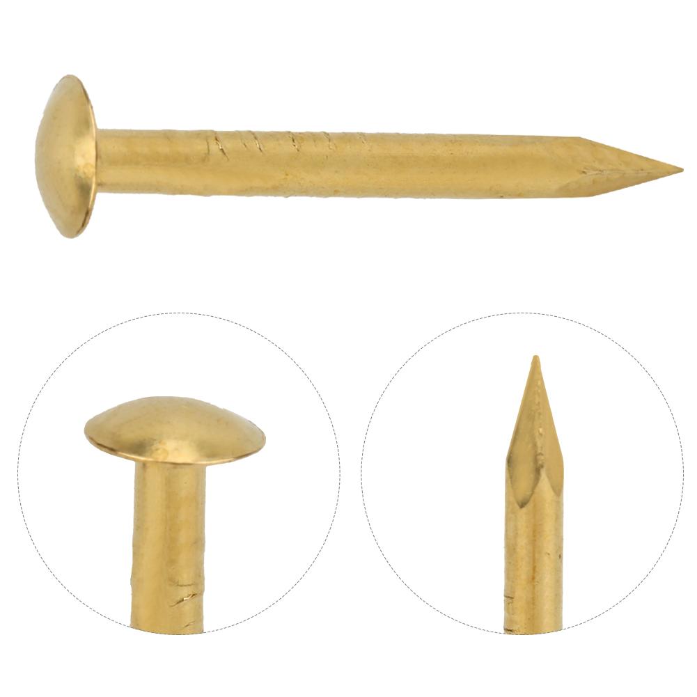 100Pcs Round Head Nail Brazen Brass Vintage DIY Craft Fastener Installation Accessories