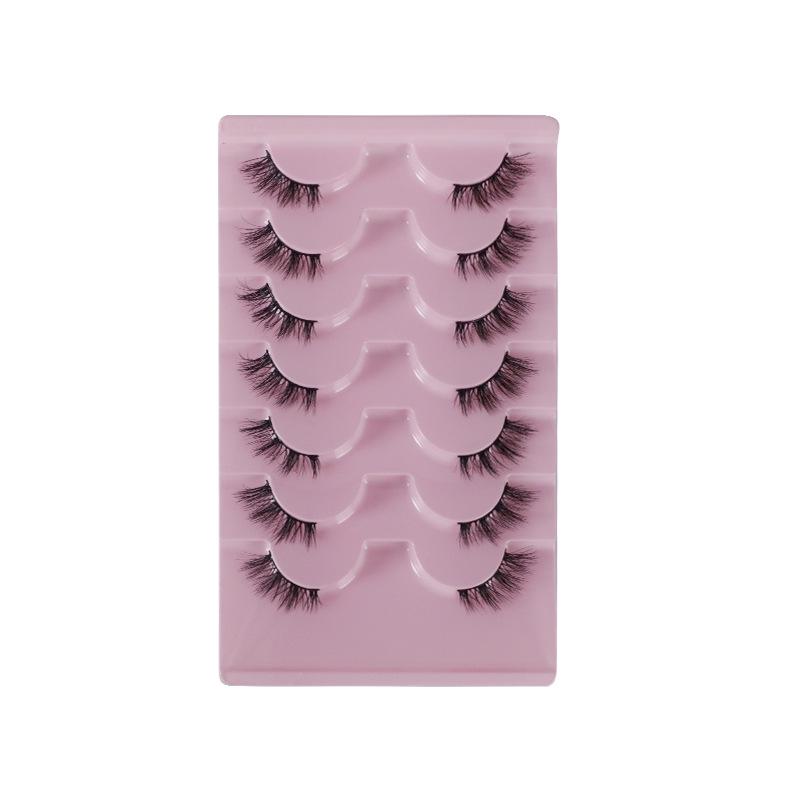 European & American Fox-Eye Slanted False Eyelashes, Dense & Curled, Synthetic Fiber Half Lashes - 10 Pairs