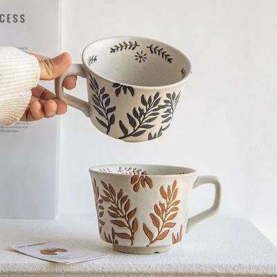 375ml handgezeichnete Keramiktasse für Kaffee Exquisite Heim-Frühstücks-Haferflockenbecher Wasserbecher Teetasse Weihnachtsgeschenk