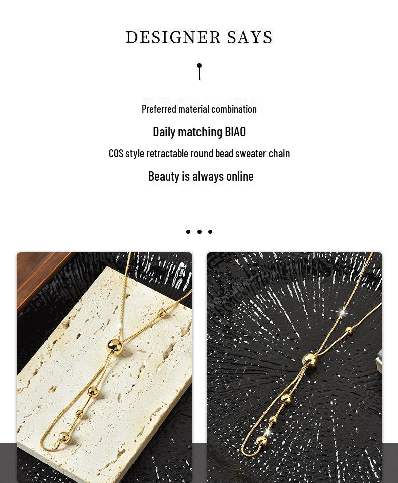 Colier cu Mărgele Extensibil din Oțel Titan pentru Femei - Accesoriu de Modă Versatil de Toamnă/Iarnă