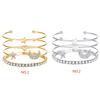 4Pcs/set Adjustable Cuff Bracelet Layered Moon Stars Bangle Bracelet Women Crystal Wristband