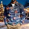 Men's Casual Christmas Print Quarter-Zip Sweatshirt with Collar