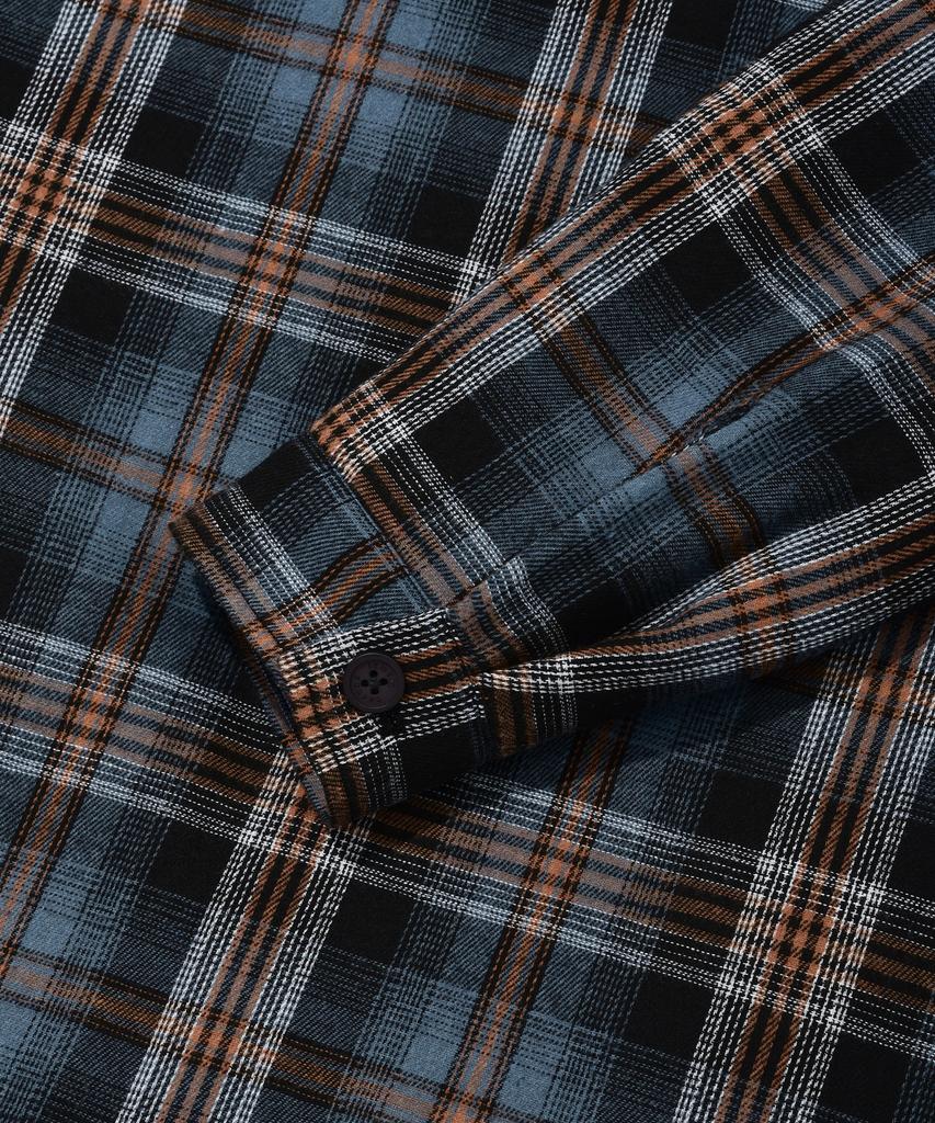 Lemain Second Oversized Flannel Pocket Check Hooded Jacket [Indie Blue]