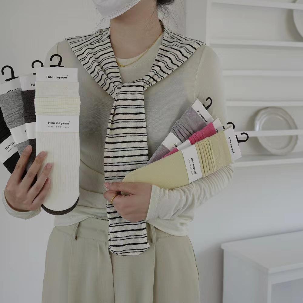 2024 Nanye Solid Color Mid-Tube Pit Strip Boneless Socks Morandi Color Student Stack Socks
