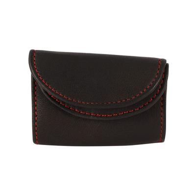 Mini Wallet - EXCELLANC - EX0467 - Sheepskin - Horizontal Format - Black Red Stitching