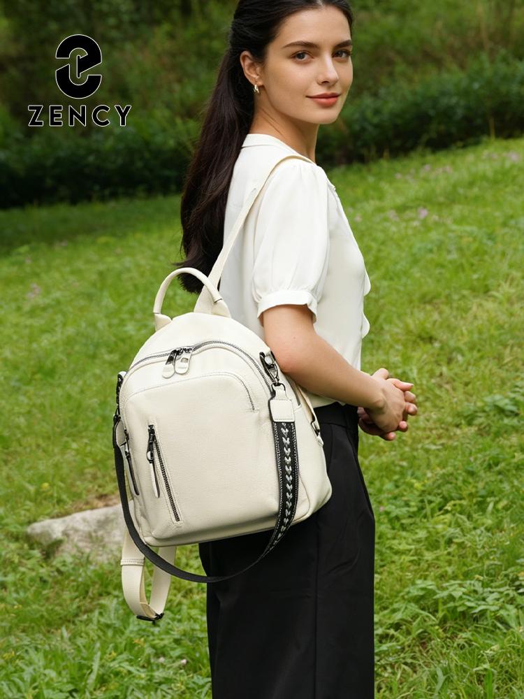 Zency 100% Genuine Leather Backpack For Women Large Capacity Travel Rucksack