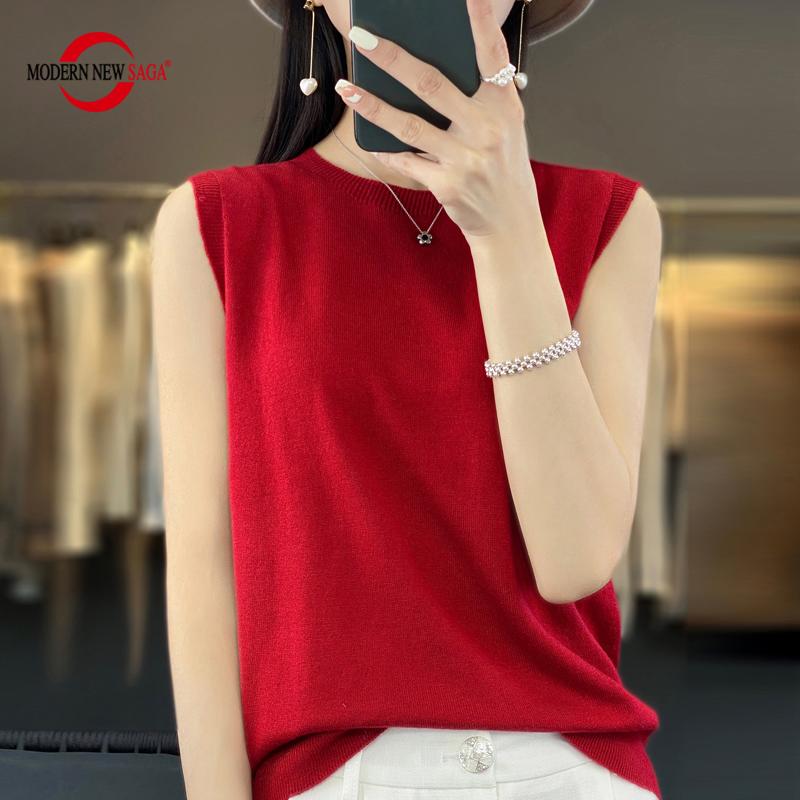 

Женский танк СОВРЕМЕННАЯ НОВАЯ САГА Летняя трикотажная футболка Безрукавки Базовые футболки Жилет Трикотажный топ Женский О-образный вырез