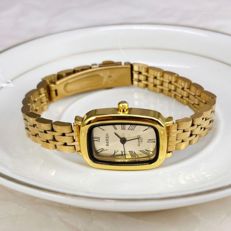 Modny damski zegarek kwarcowy Prosty elegancki kwadratowy cyferblat Złoty pasek ze stali nierdzewnej Zegarek na rękę Zegarki biznesowe Dropshipping Prezenty