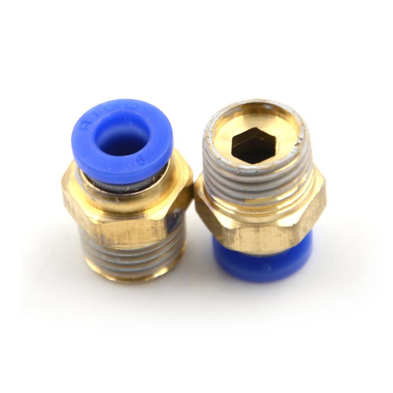 5 stk hann 1/4" - 6 mm rett innskyvningstilpasning pneumatisk trykk for å koble til luft