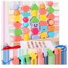 Children's Montessori Wooden Geometric Shape Set: Beaded Building Blocks for Shape Recognition and Early Education.